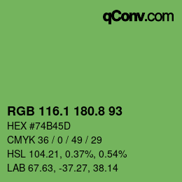 カラーコード: RGB 116.1 180.8 93 | qconv.com
