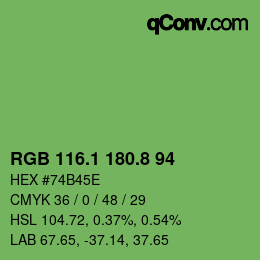 カラーコード: RGB 116.1 180.8 94 | qconv.com