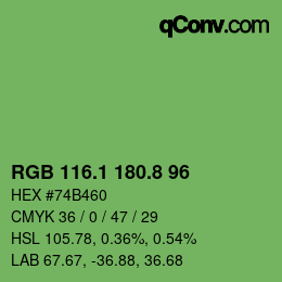 カラーコード: RGB 116.1 180.8 96 | qconv.com