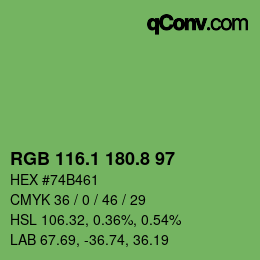 カラーコード: RGB 116.1 180.8 97 | qconv.com