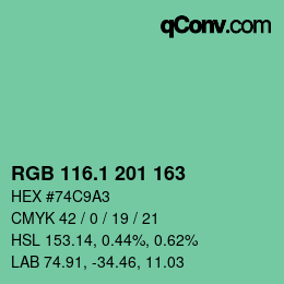 カラーコード: RGB 116.1 201 163 | qconv.com