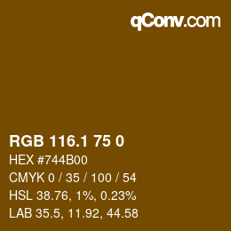 カラーコード: RGB 116.1 75 0 | qconv.com
