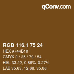 カラーコード: RGB 116.1 75 24 | qconv.com