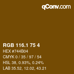 カラーコード: RGB 116.1 75 4 | qconv.com
