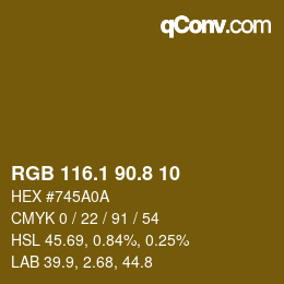 カラーコード: RGB 116.1 90.8 10 | qconv.com