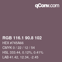 Color code: RGB 116.1 90.8 102 | qconv.com