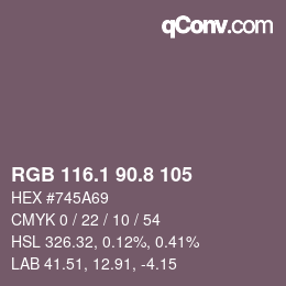 Color code: RGB 116.1 90.8 105 | qconv.com