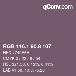 Color code: RGB 116.1 90.8 107 | qconv.com