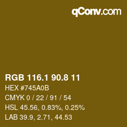 カラーコード: RGB 116.1 90.8 11 | qconv.com