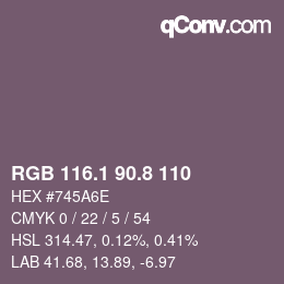 Color code: RGB 116.1 90.8 110 | qconv.com