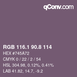 Color code: RGB 116.1 90.8 114 | qconv.com