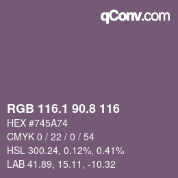 Color code: RGB 116.1 90.8 116 | qconv.com