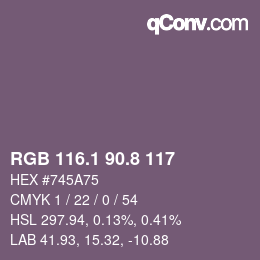 Color code: RGB 116.1 90.8 117 | qconv.com