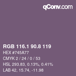 Color code: RGB 116.1 90.8 119 | qconv.com
