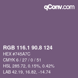 Color code: RGB 116.1 90.8 124 | qconv.com