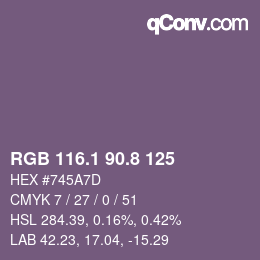 Color code: RGB 116.1 90.8 125 | qconv.com