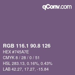 Color code: RGB 116.1 90.8 126 | qconv.com