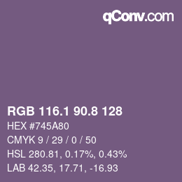 Color code: RGB 116.1 90.8 128 | qconv.com
