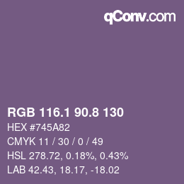 Color code: RGB 116.1 90.8 130 | qconv.com