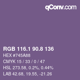 Color code: RGB 116.1 90.8 136 | qconv.com
