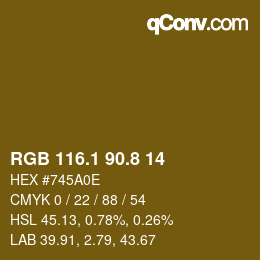 Farbcode: RGB 116.1 90.8 14 | qconv.com