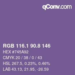Color code: RGB 116.1 90.8 146 | qconv.com