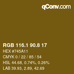 カラーコード: RGB 116.1 90.8 17 | qconv.com