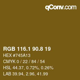 Color code: RGB 116.1 90.8 19 | qconv.com