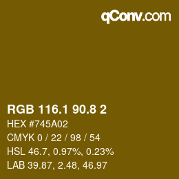 Color code: RGB 116.1 90.8 2 | qconv.com