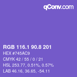 カラーコード: RGB 116.1 90.8 201 | qconv.com