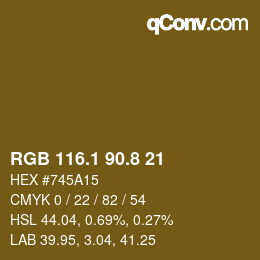 Color code: RGB 116.1 90.8 21 | qconv.com