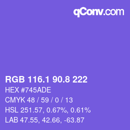 カラーコード: RGB 116.1 90.8 222 | qconv.com
