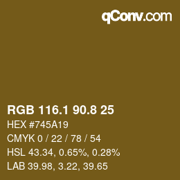 Color code: RGB 116.1 90.8 25 | qconv.com