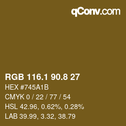 カラーコード: RGB 116.1 90.8 27 | qconv.com