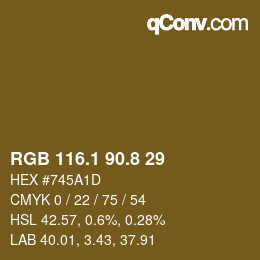 Color code: RGB 116.1 90.8 29 | qconv.com