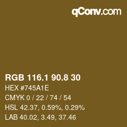 カラーコード: RGB 116.1 90.8 30 | qconv.com