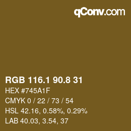 Color code: RGB 116.1 90.8 31 | qconv.com