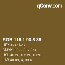 カラーコード: RGB 116.1 90.8 38 | qconv.com