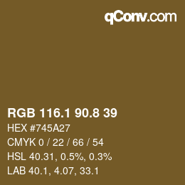 Color code: RGB 116.1 90.8 39 | qconv.com