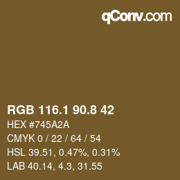 Color code: RGB 116.1 90.8 42 | qconv.com