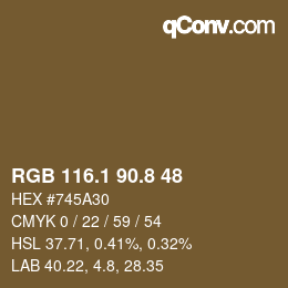 Color code: RGB 116.1 90.8 48 | qconv.com