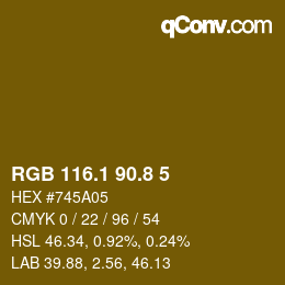 カラーコード: RGB 116.1 90.8 5 | qconv.com
