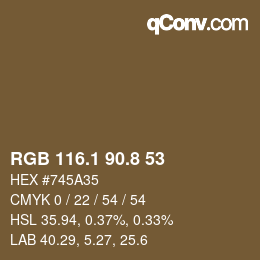Color code: RGB 116.1 90.8 53 | qconv.com