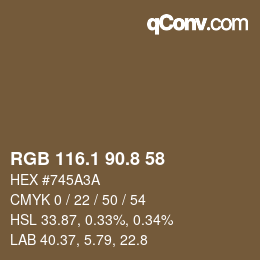 Color code: RGB 116.1 90.8 58 | qconv.com