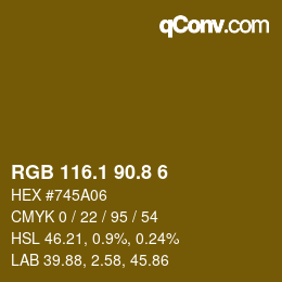 カラーコード: RGB 116.1 90.8 6 | qconv.com