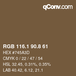 Color code: RGB 116.1 90.8 61 | qconv.com