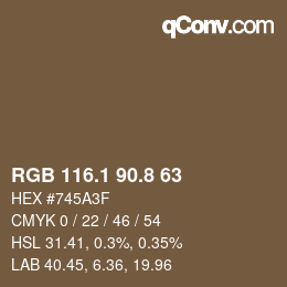 Color code: RGB 116.1 90.8 63 | qconv.com