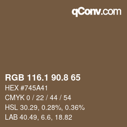 Color code: RGB 116.1 90.8 65 | qconv.com