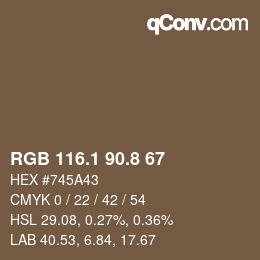 Color code: RGB 116.1 90.8 67 | qconv.com