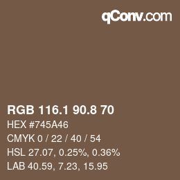 Color code: RGB 116.1 90.8 70 | qconv.com
